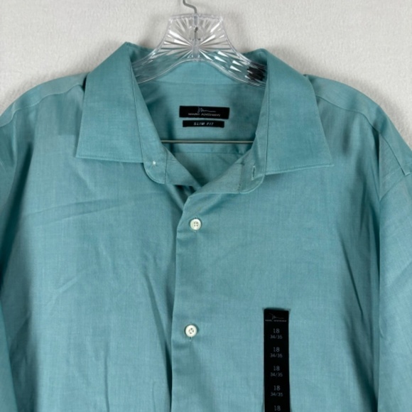 Men’s Marc Anthony Slim Fit Long Sleeve Dress Shirt in Teal Green 18-34/35 - Picture 2 of 13
